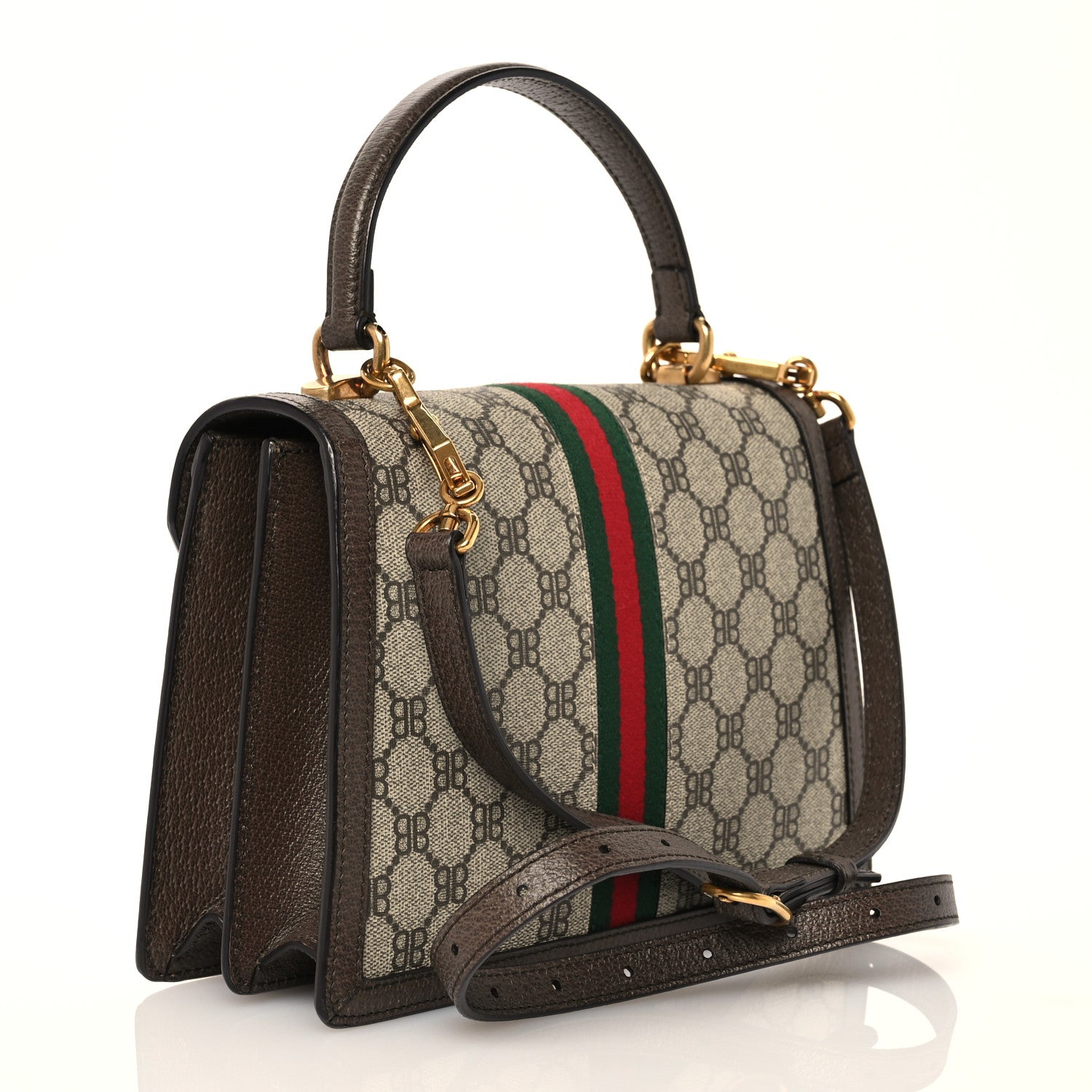 Gucci X BALENCIAGA BB Supreme Monogram Web Small Top Handle Bag Beige New Acero 3 of 11