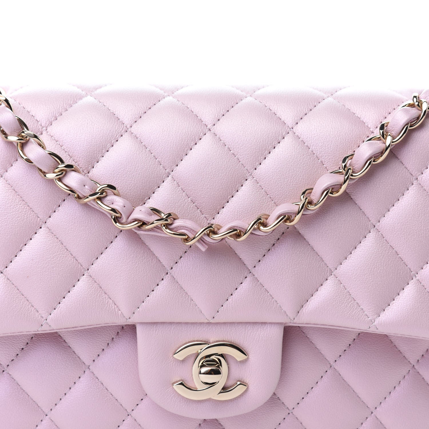 Chanel Iridescent Calfskin Quilted Medium Double Flap Light Pink 11 of 12