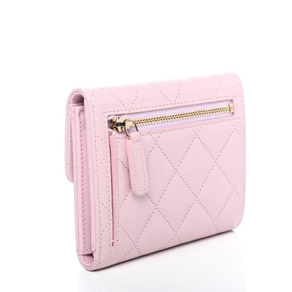 Chanel Caviar Quilted Compact Flap Wallet Light Pink 2 of 4