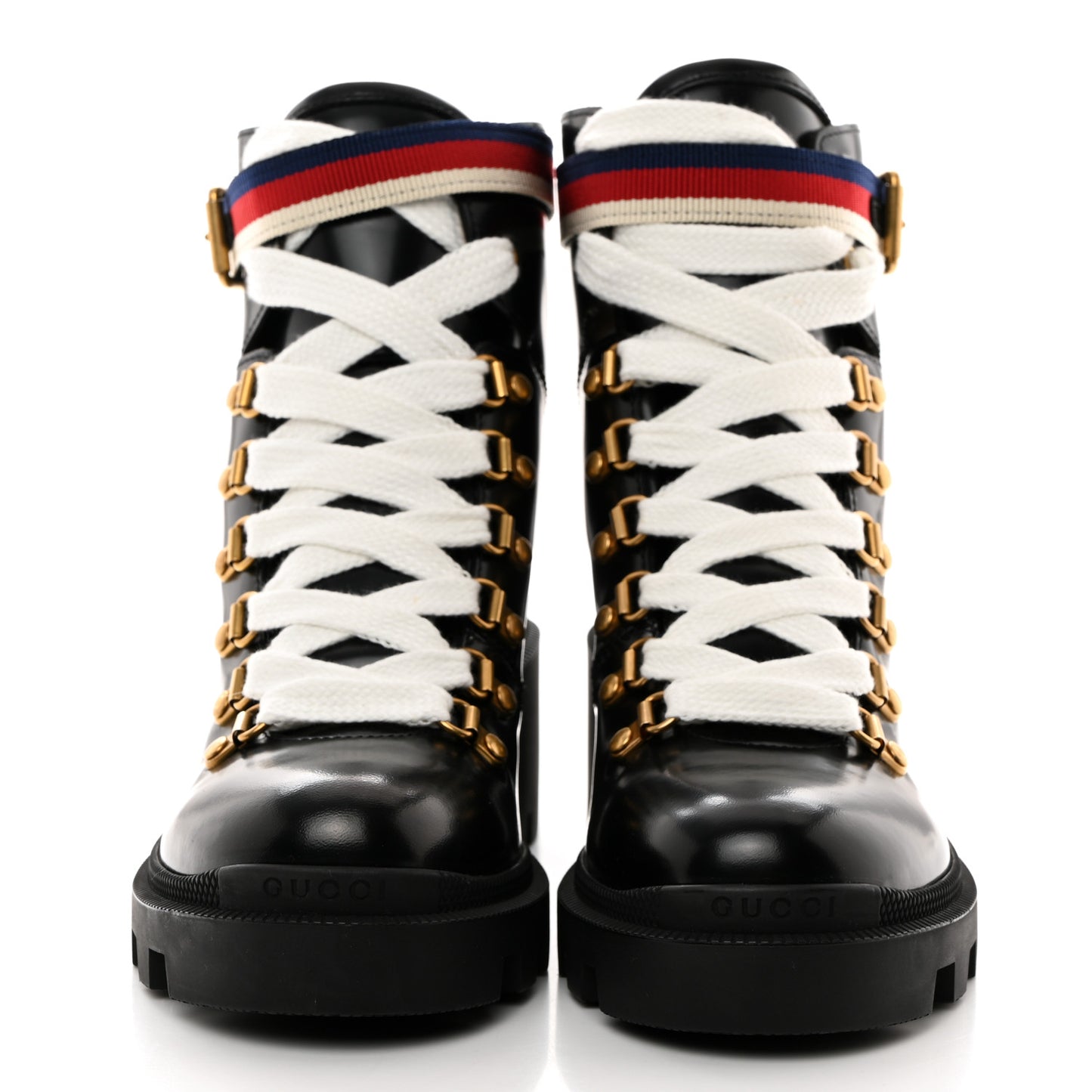 Calfskin Sylvie Web Womens Lace Up Combat Boots 36 Black
