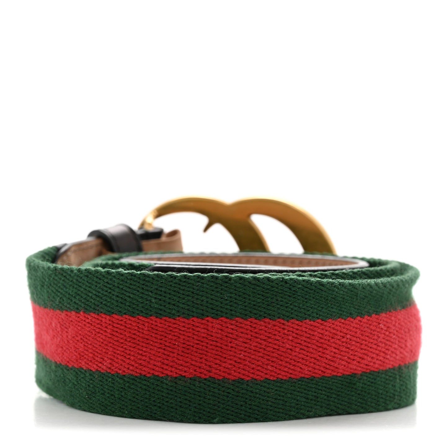 Nylon Textured Dollar Calfskin Double G Web 40mm Belt 90 36 Green Red Dark Cocoa