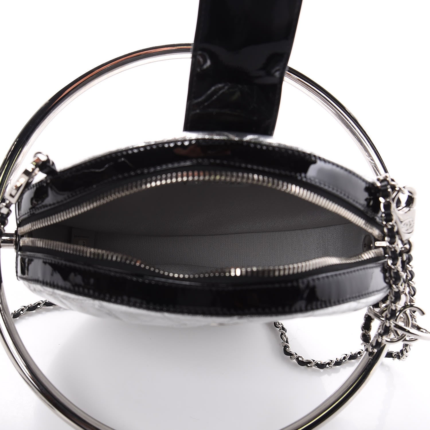 Chanel Metallic Aged Calfskin Patent Planet Minaudiere Shoulder Bag Silver 5 of 7