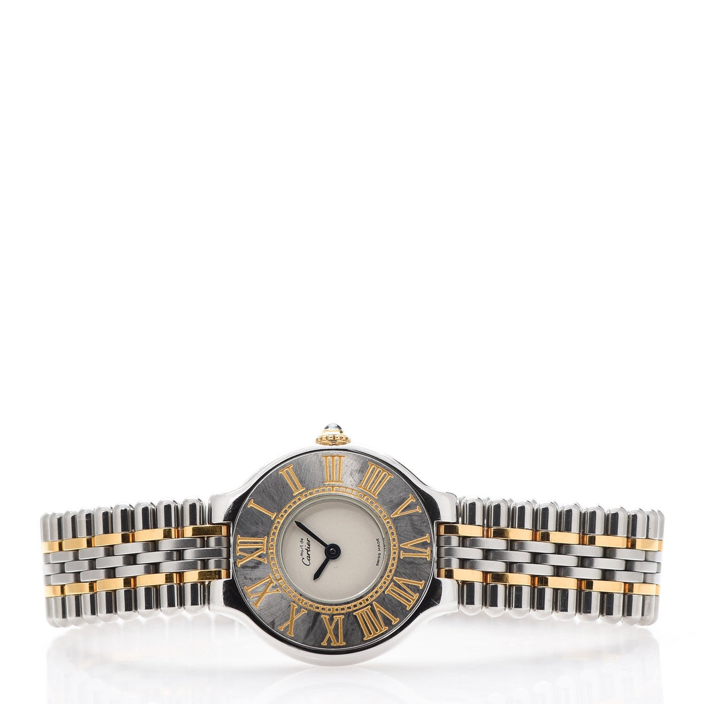 Stainless Steel 18K Yellow Gold 28mm Must De 21 Bullet Link Quartz Watch