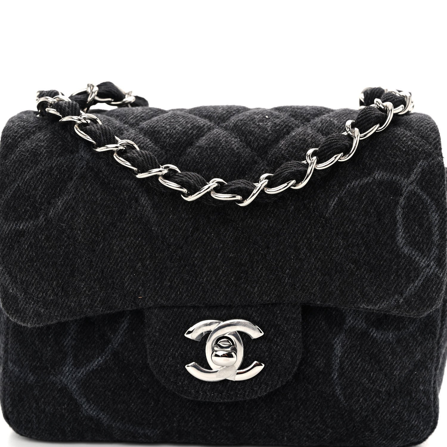 Chanel Denim CC Quilted Mini Square Flap Black 7 of 9