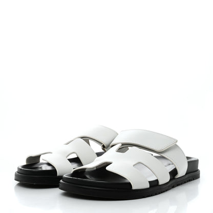 Hermes Calfskin Womens Chypre Sandals 39 White 3 of 9