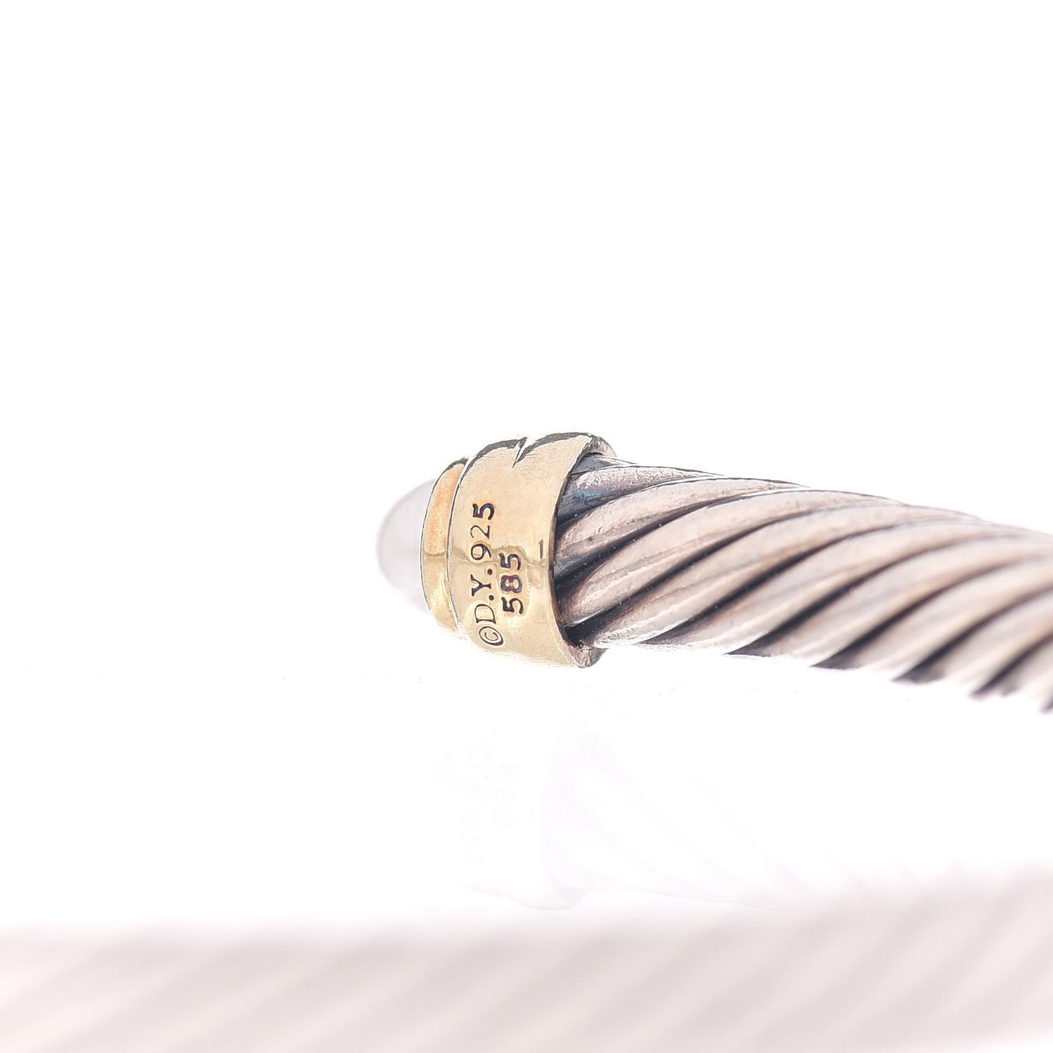David Yurman Sterling Silver 14K Yellow Gold Pearl 5mm Cable Classics Petite Color Bracelet 4 of 4