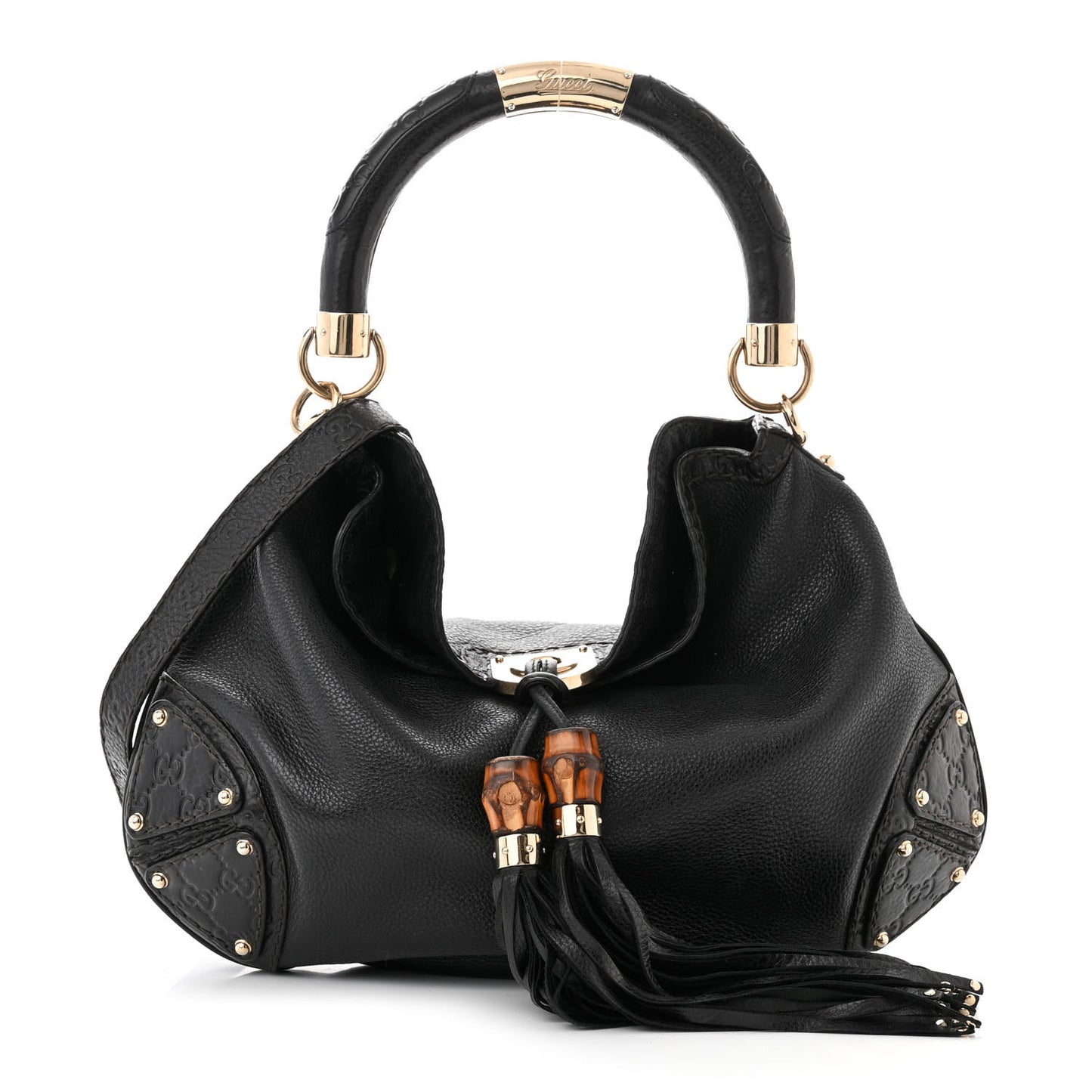 Calfskin Medium Indy Top Handle Hobo Black
