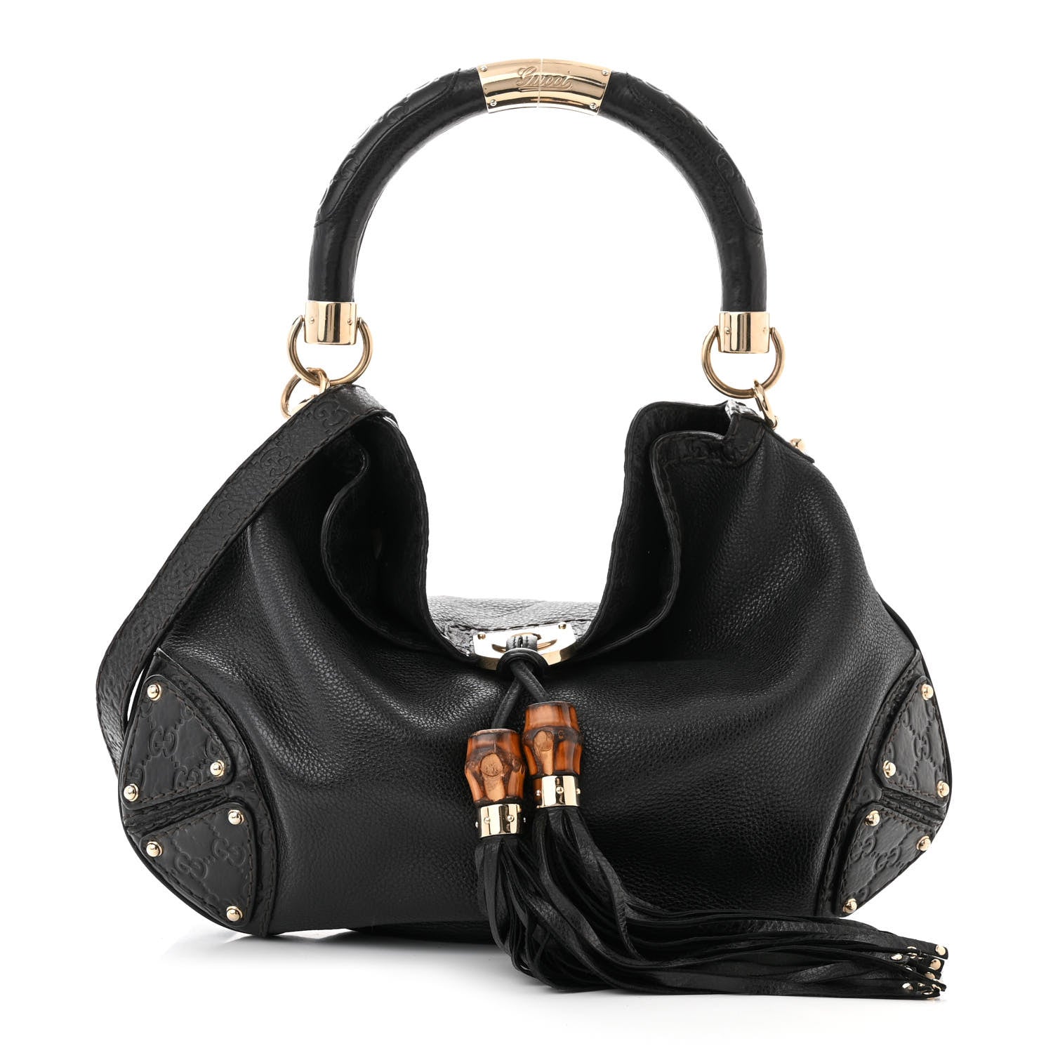 Gucci Calfskin Medium Indy Top Handle Hobo Black 1 of 10