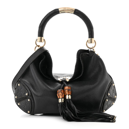 Gucci Calfskin Medium Indy Top Handle Hobo Black 1 of 10