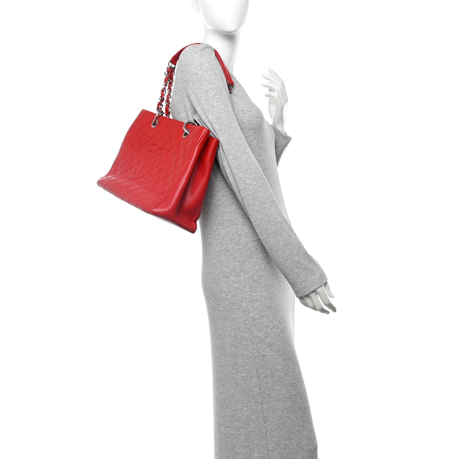 Chanel Caviar Quilted Grand Shopping Tote GST Red 2 of 10