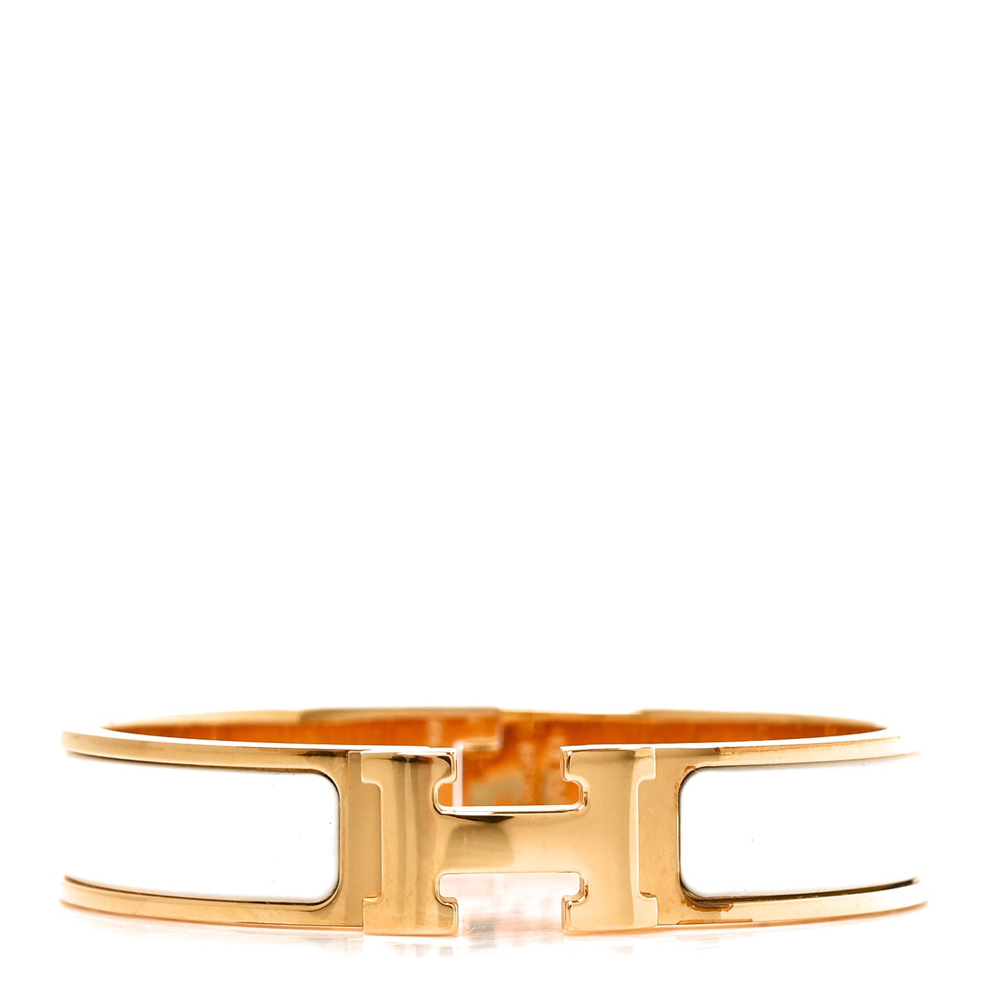 Enamel Narrow Clic Clac H Bracelet PM White
