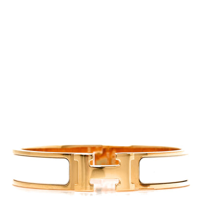 Hermes Enamel Narrow Clic Clac H Bracelet PM White 1 of 5