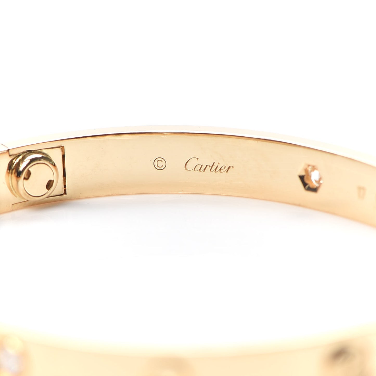 18K Yellow Gold 4 Diamond LOVE Bracelet 17