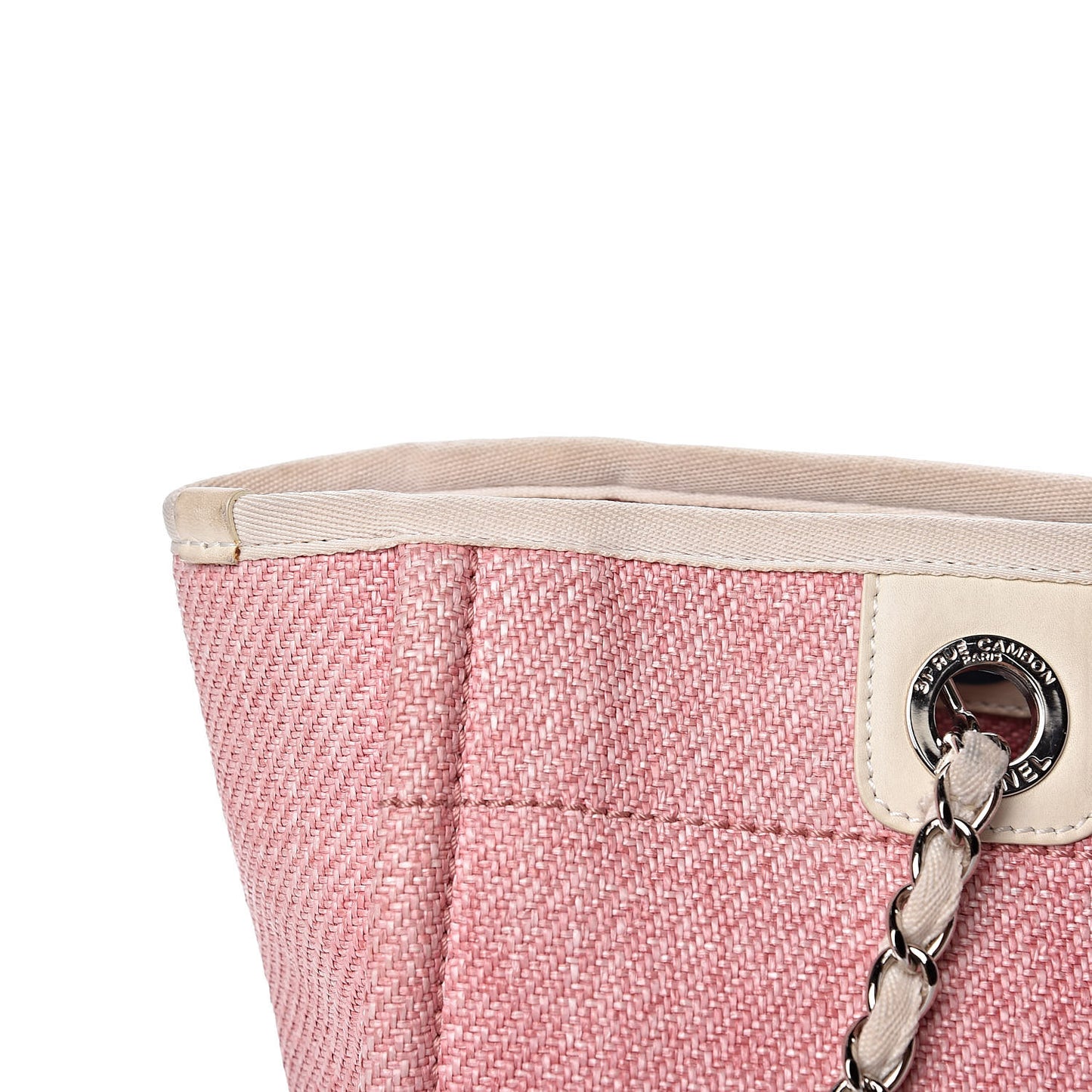 Woven Straw Raffia Small Deauville Tote Pink