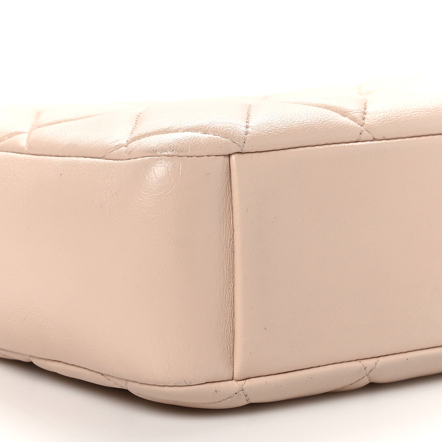 Lambskin Quilted Small Diamond CC Camera Case Beige