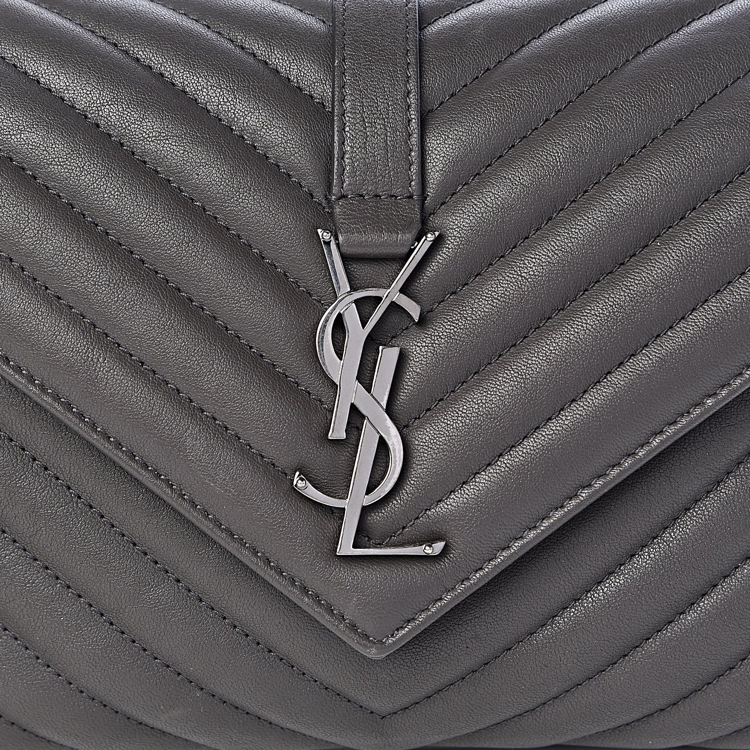 Saint Laurent Sheepskin Matelasse Chevron Monogram Medium College Bag Asphalt 9 of 9