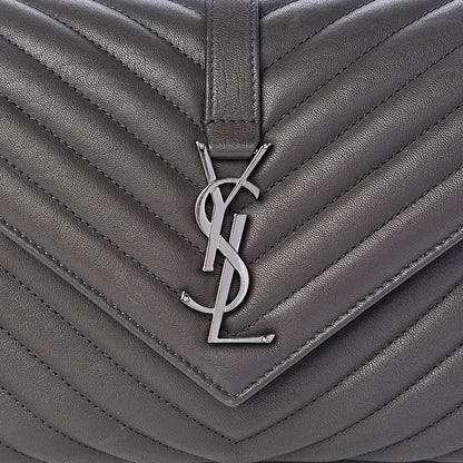 Saint Laurent Sheepskin Matelasse Chevron Monogram Medium College Bag Asphalt 9 of 9