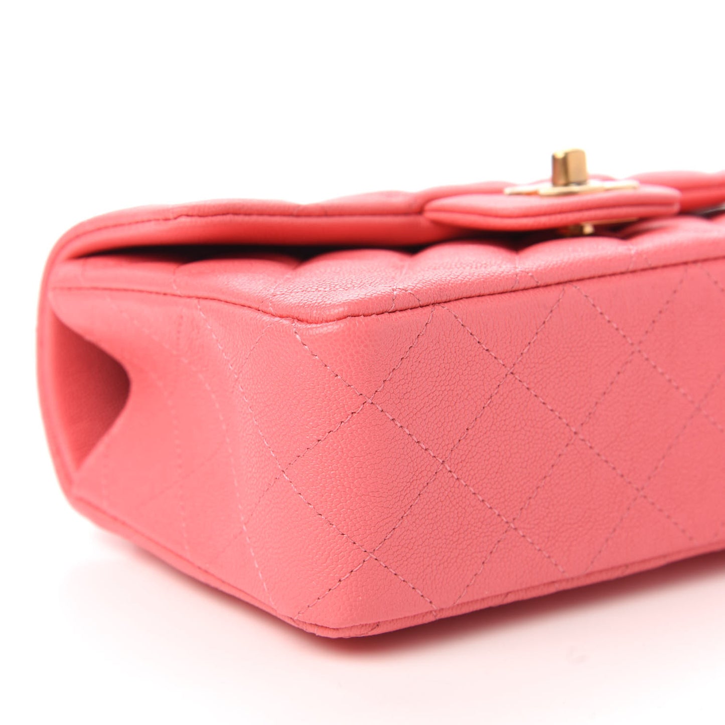 Caviar Quilted Mini Top Handle Rectangular Flap Pink
