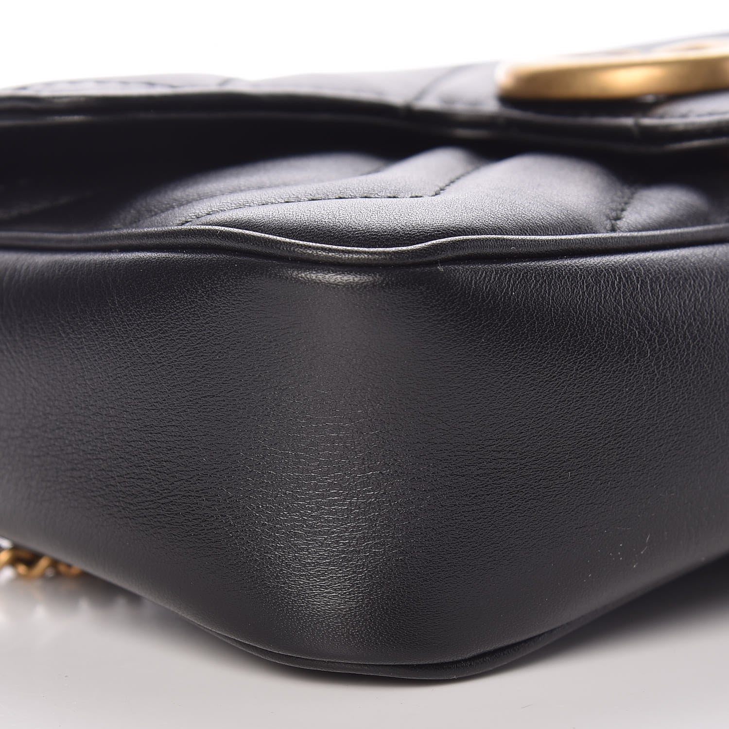 Gucci Calfskin Matelasse Super Mini GG Marmont Shoulder Bag Black 8 of 10