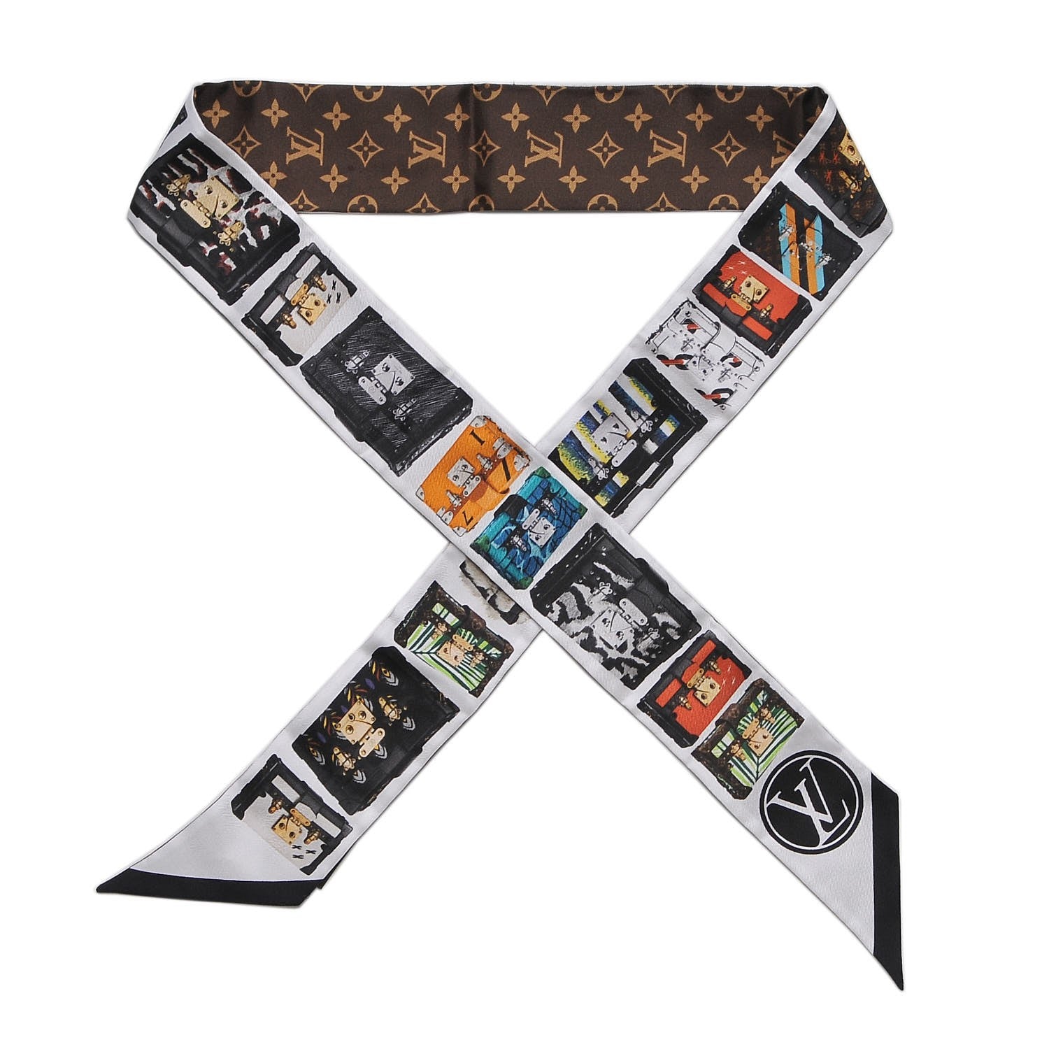 Louis Vuitton Silk Monogram Tribute To Petite Malle BB Bandeau Black 1 of 4