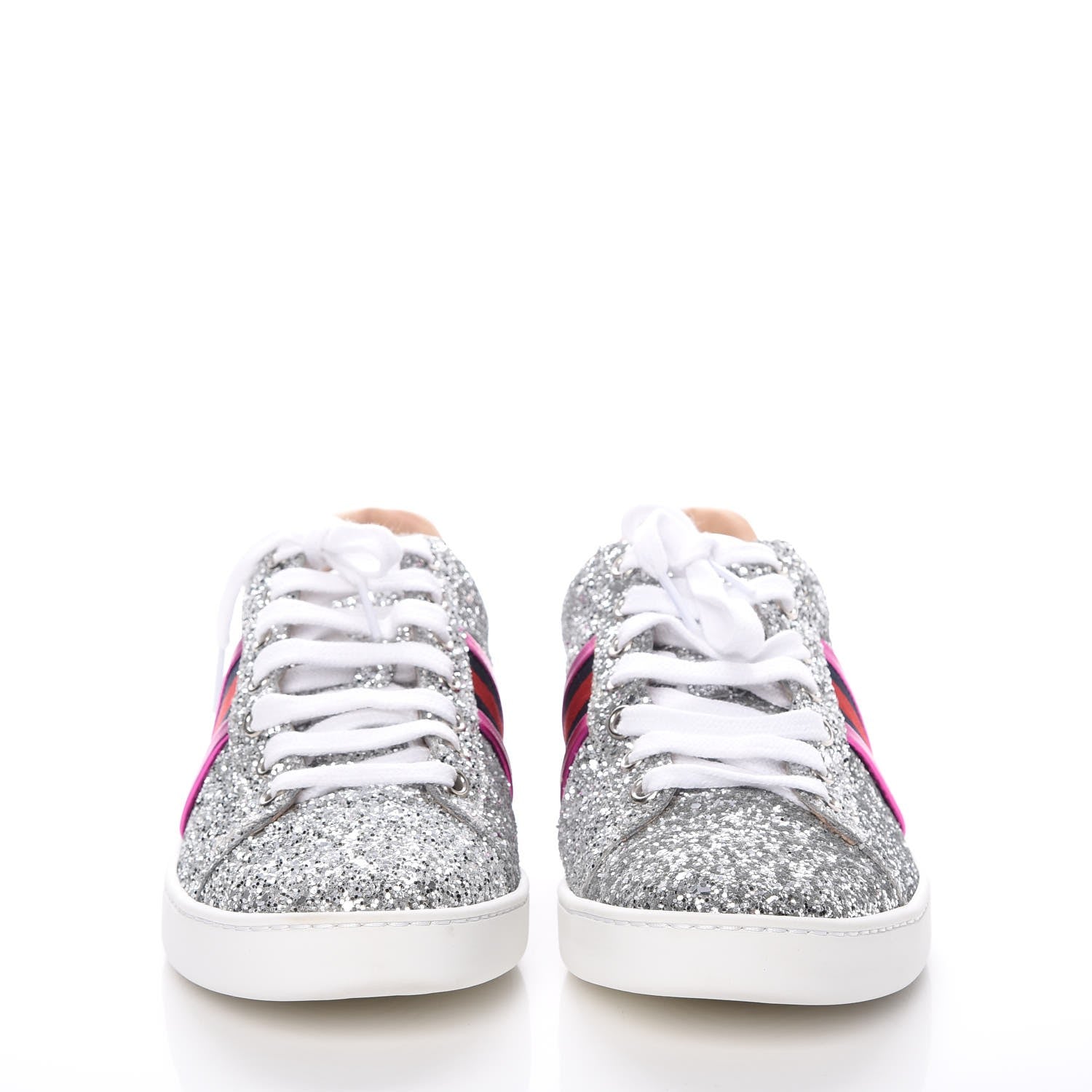 Gucci Glitter Web Ace Sneakers 38 Silver 2 of 14