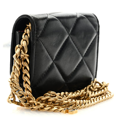 Chanel Lambskin Enamel Quilted Pending CC Card Holder On Chain Black 2 of 9