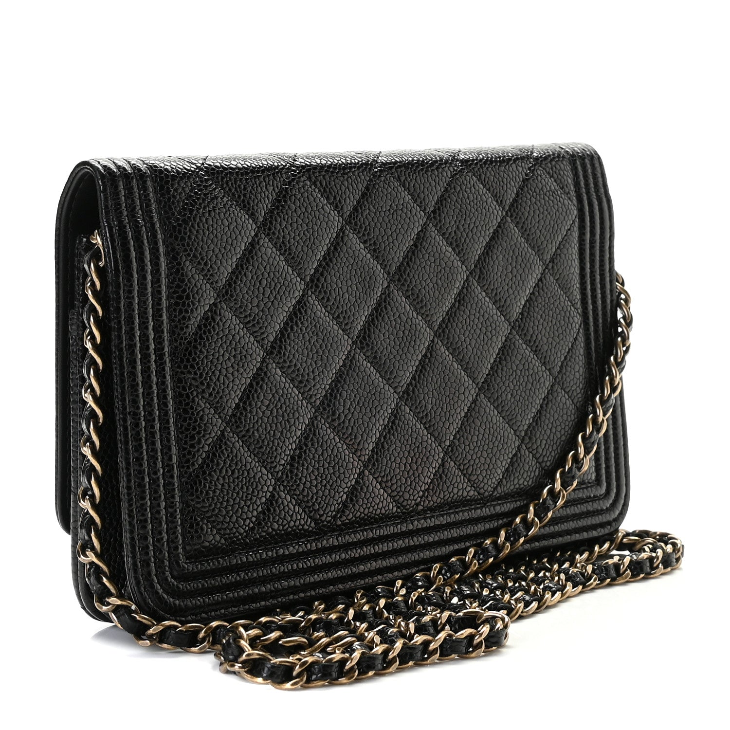 Chanel Caviar Quilted Boy Wallet On Chain WOC Black 3 of 8