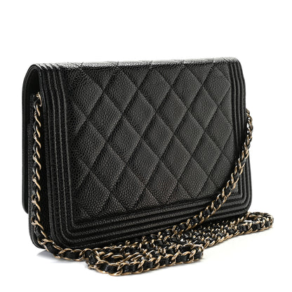 Chanel Caviar Quilted Boy Wallet On Chain WOC Black 3 of 8