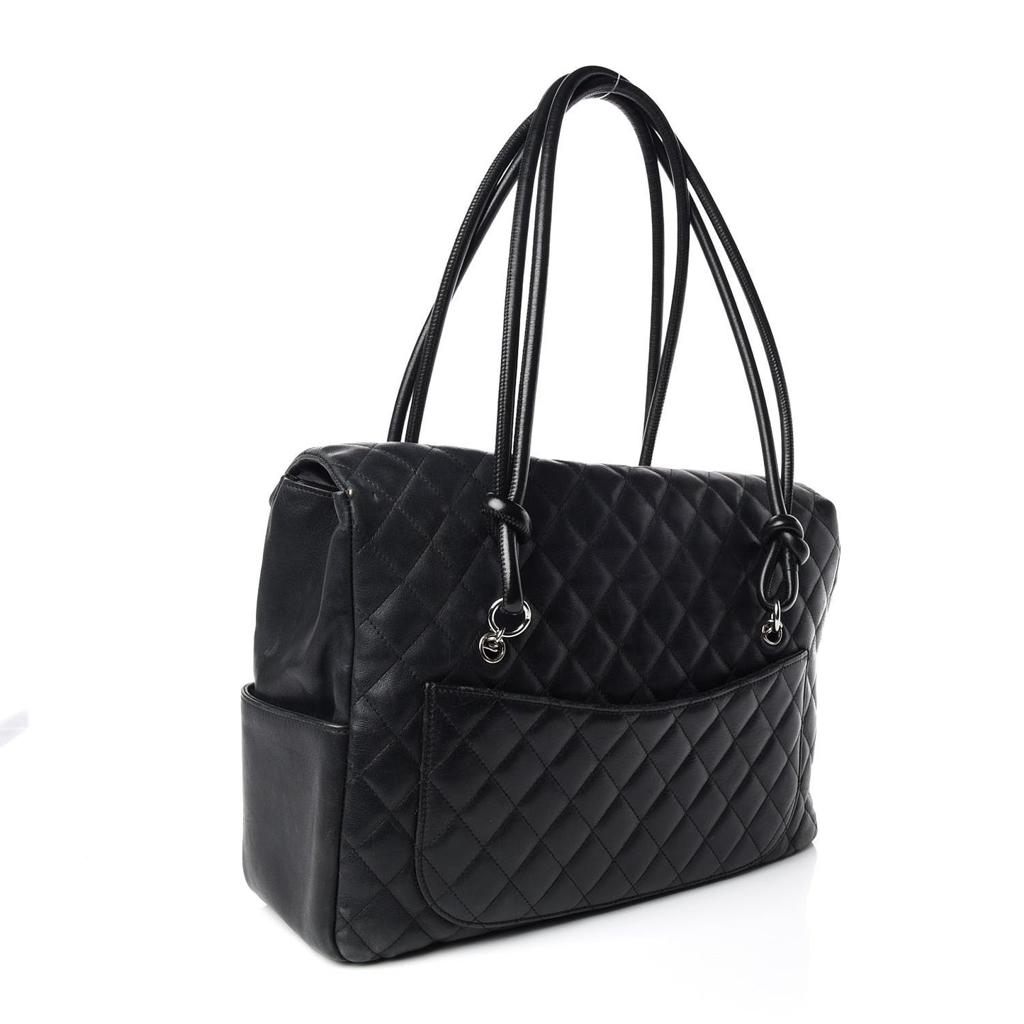 Calfskin Quilted Large Cambon Flap Black