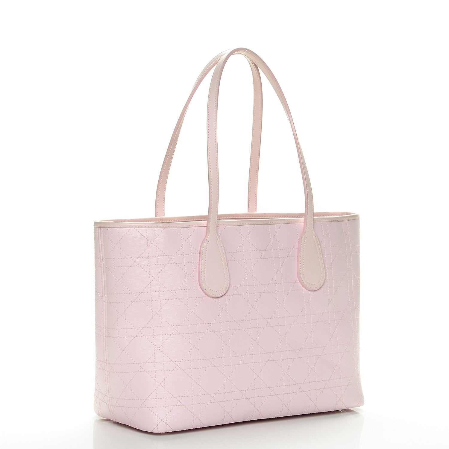 Christian Dior Coated Canvas Cannage Panarea Shopping Tote Light Pink 3 of 7