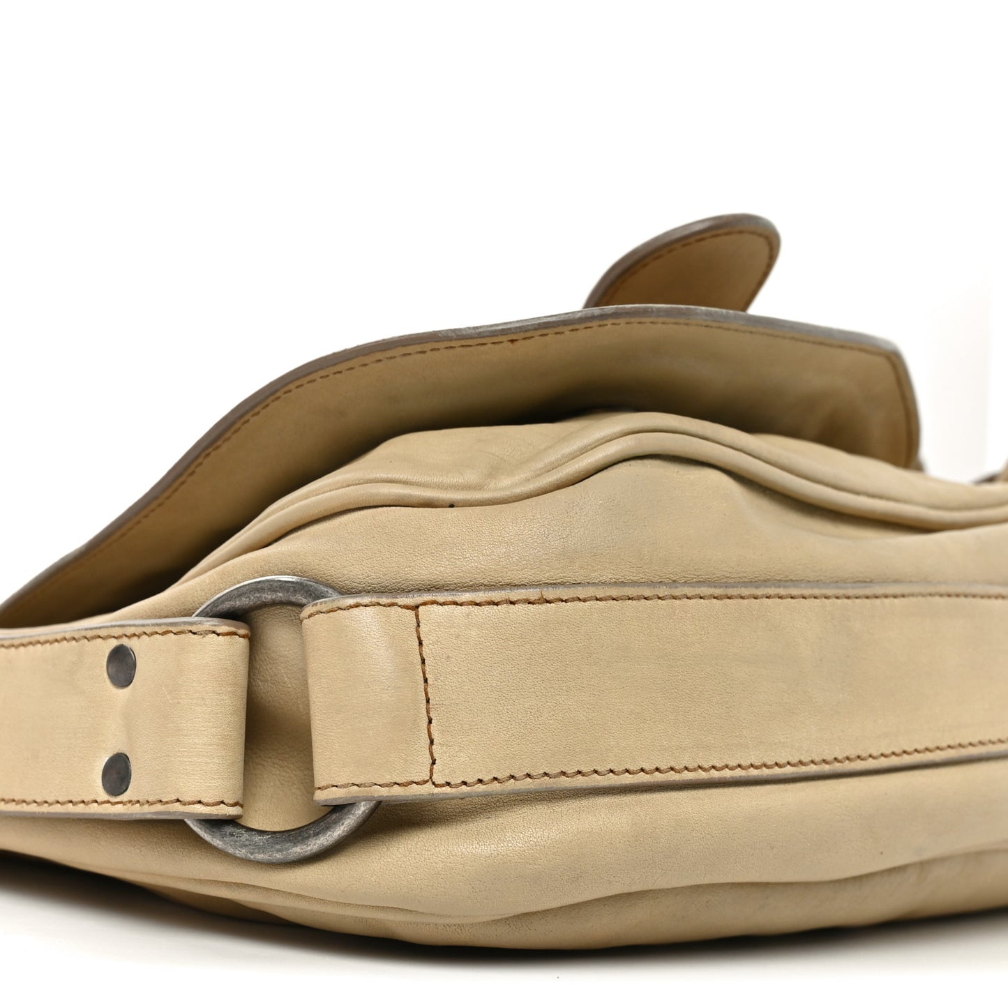 Calfskin Medium Gaucho Double Saddle Bag Ivory