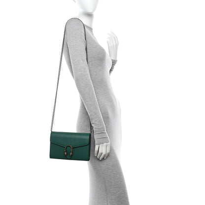 Gucci Calfskin Mini Dionysus Chain Wallet Emerald 2 of 12