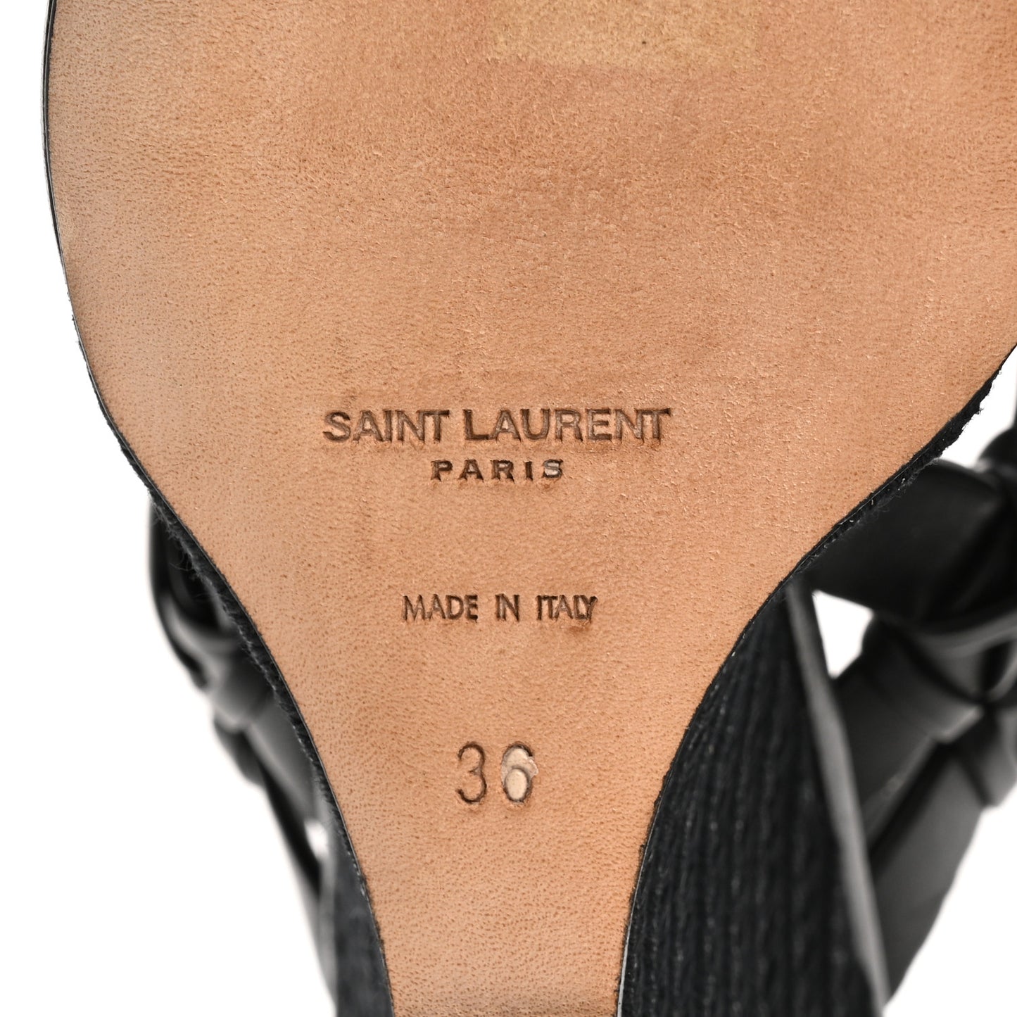 Calfskin Espadrille Wedges 36 Black