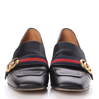 Gucci Calfskin Web Pearl Embellished Peyton Loafers 40 Black 2 of 10