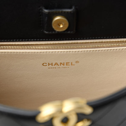 Chanel Lambskin Stitched Large Coco Lux Shopping Tote Black 7 of 10