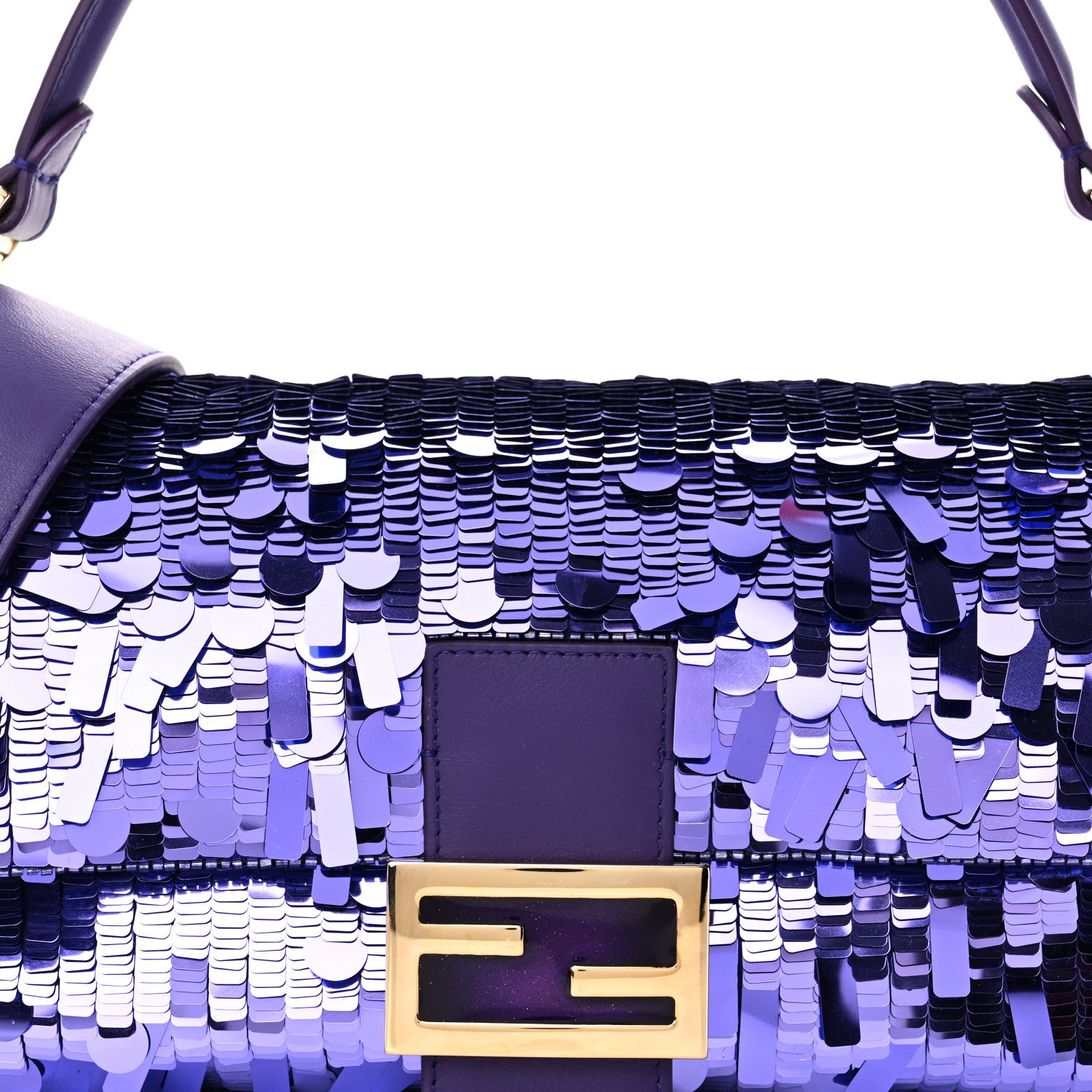 Fendi Sequin Paillettes Shiny Nappa Sex and the City Baguette Viola Purple Rain 7 of 9