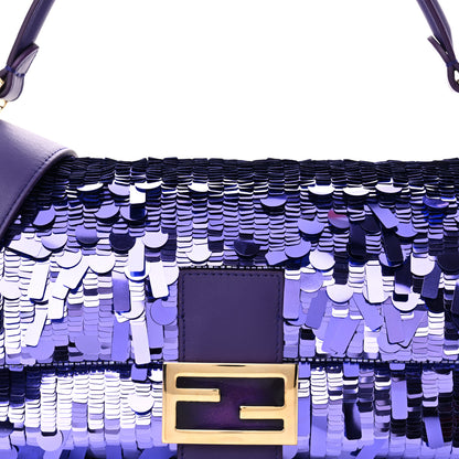 Fendi Sequin Paillettes Shiny Nappa Sex and the City Baguette Viola Purple Rain 7 of 9