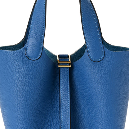 Hermes Taurillon Clemence Picotin Lock 18 PM Mykonos 8 of 11