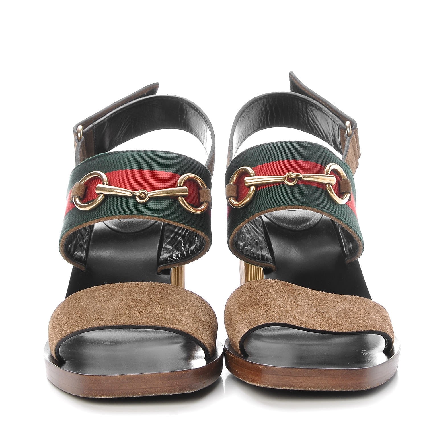 Gucci Suede Querelle Web Sandals 37 Marron Glace 2 of 13