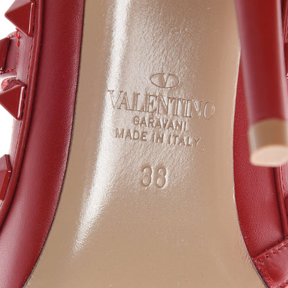Valentino Garavani Calfskin Lacquered Monochrome Rockstud Ankle Strap 100mm Pumps 38 Rosso Valentino 5 of 9