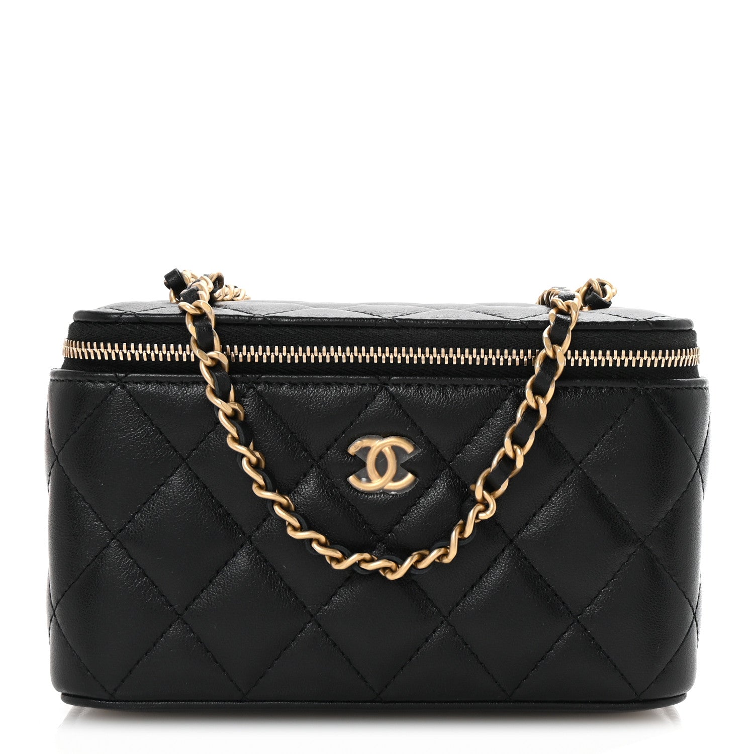Chanel Lambskin Quilted Pearl Crush Small Vanity Case With Chain Black 1 of 10