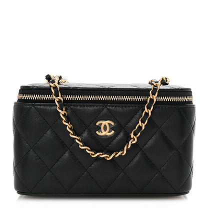 Chanel Lambskin Quilted Pearl Crush Small Vanity Case With Chain Black 1 of 10