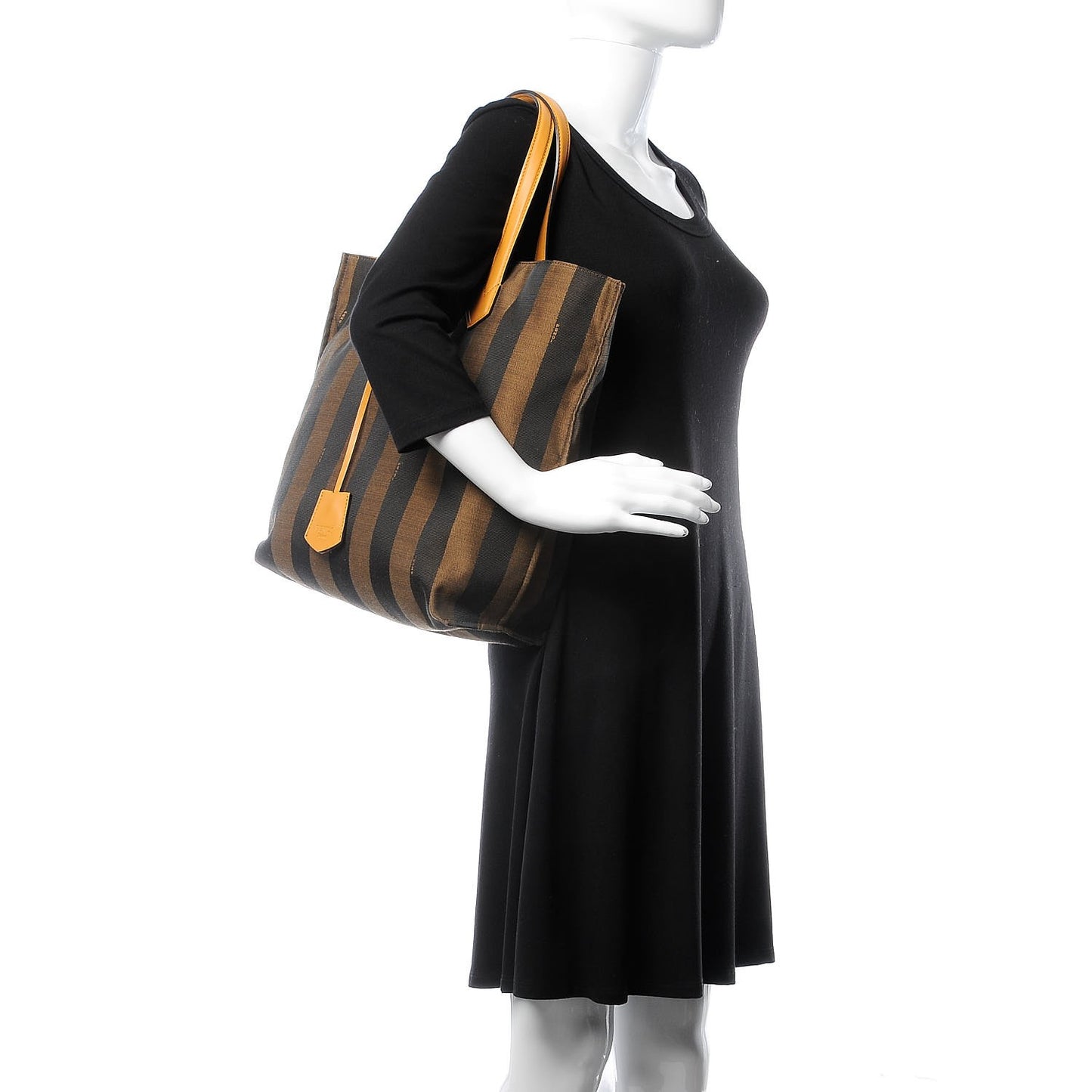 Jacquard Calfskin Pequin All In Shopper Tote Tobacco Yellow