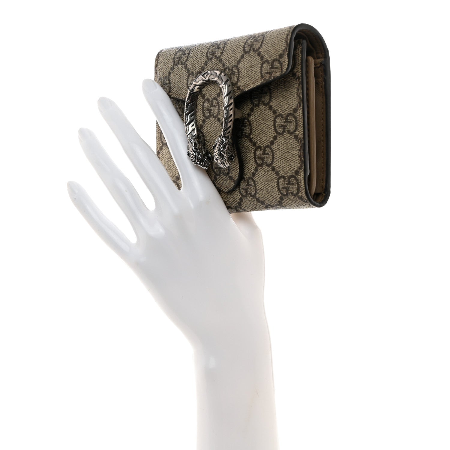 Gucci GG Supreme Monogram Dionysus Card Case Wallet Beige Taupe 2 of 7