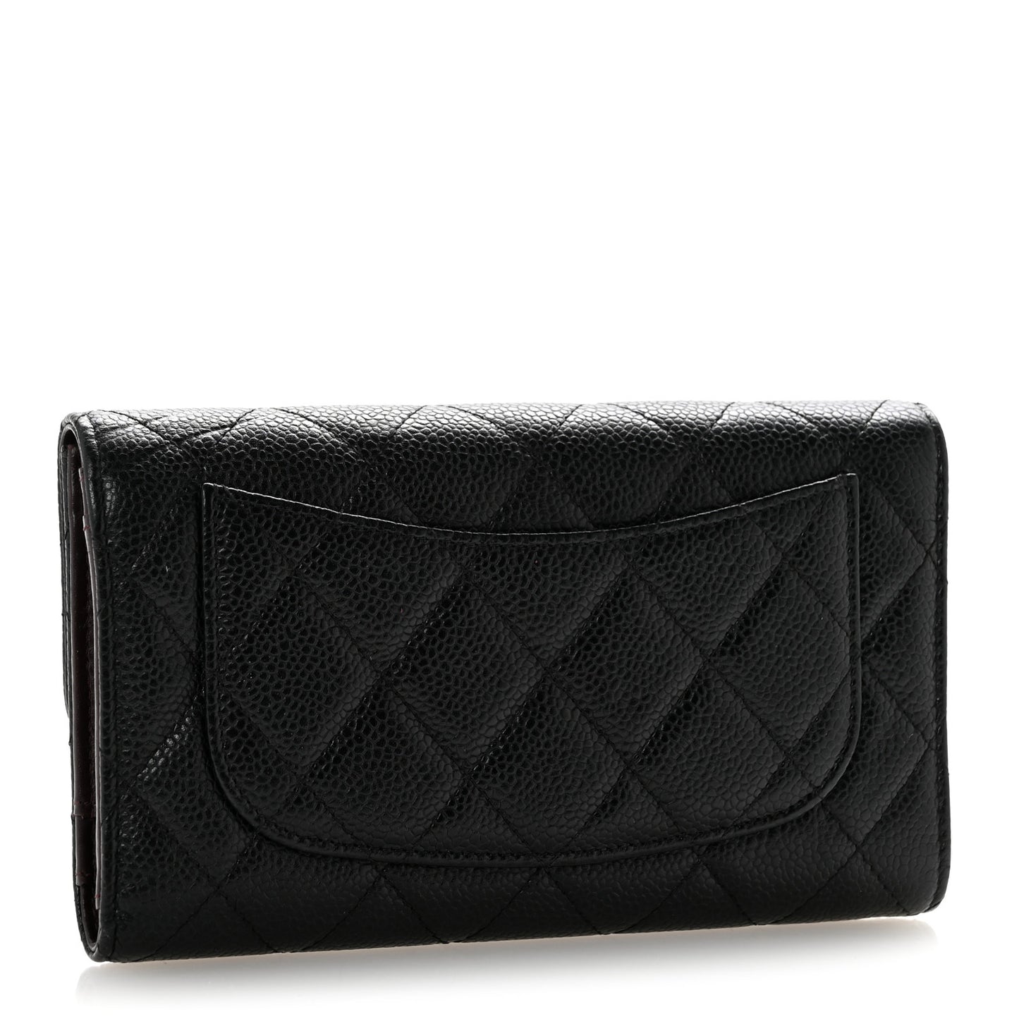 Caviar Quilted Large Flap Wallet Black