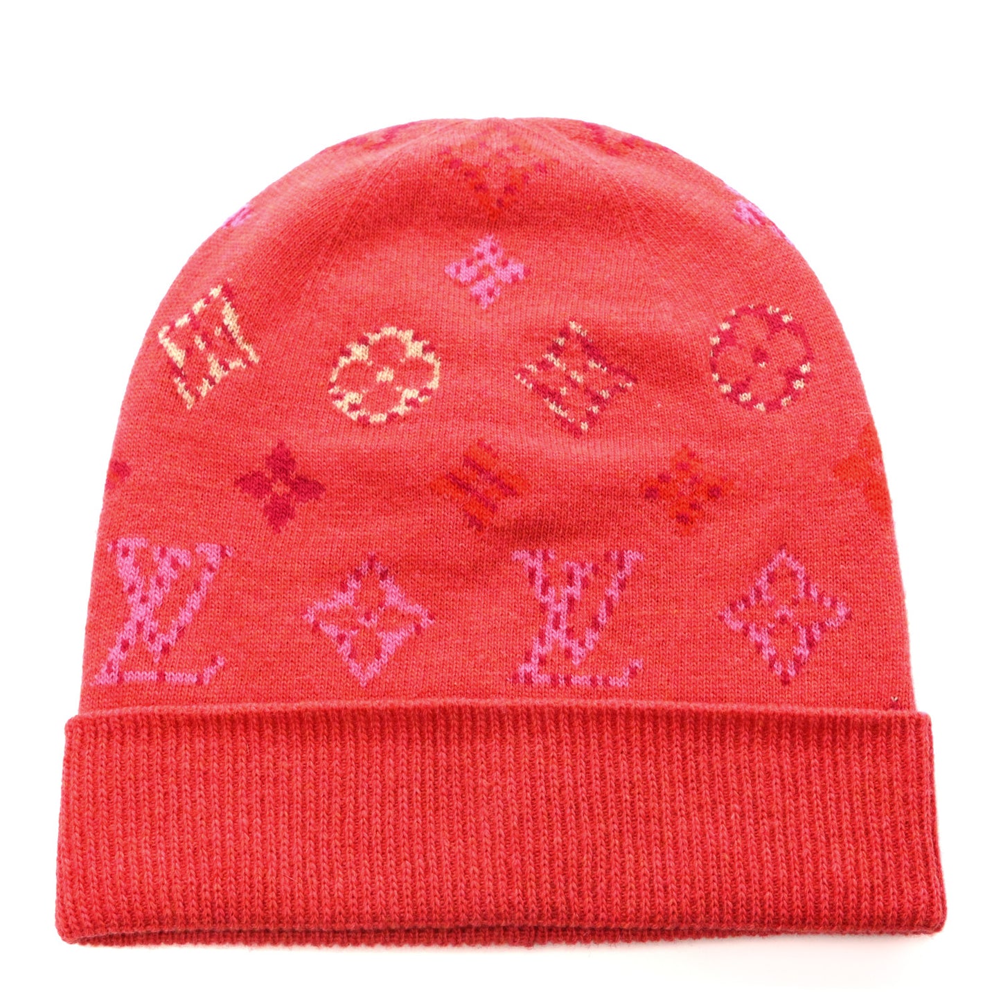 Wool Cashmere Pop Monogram Beanie Hat Rose