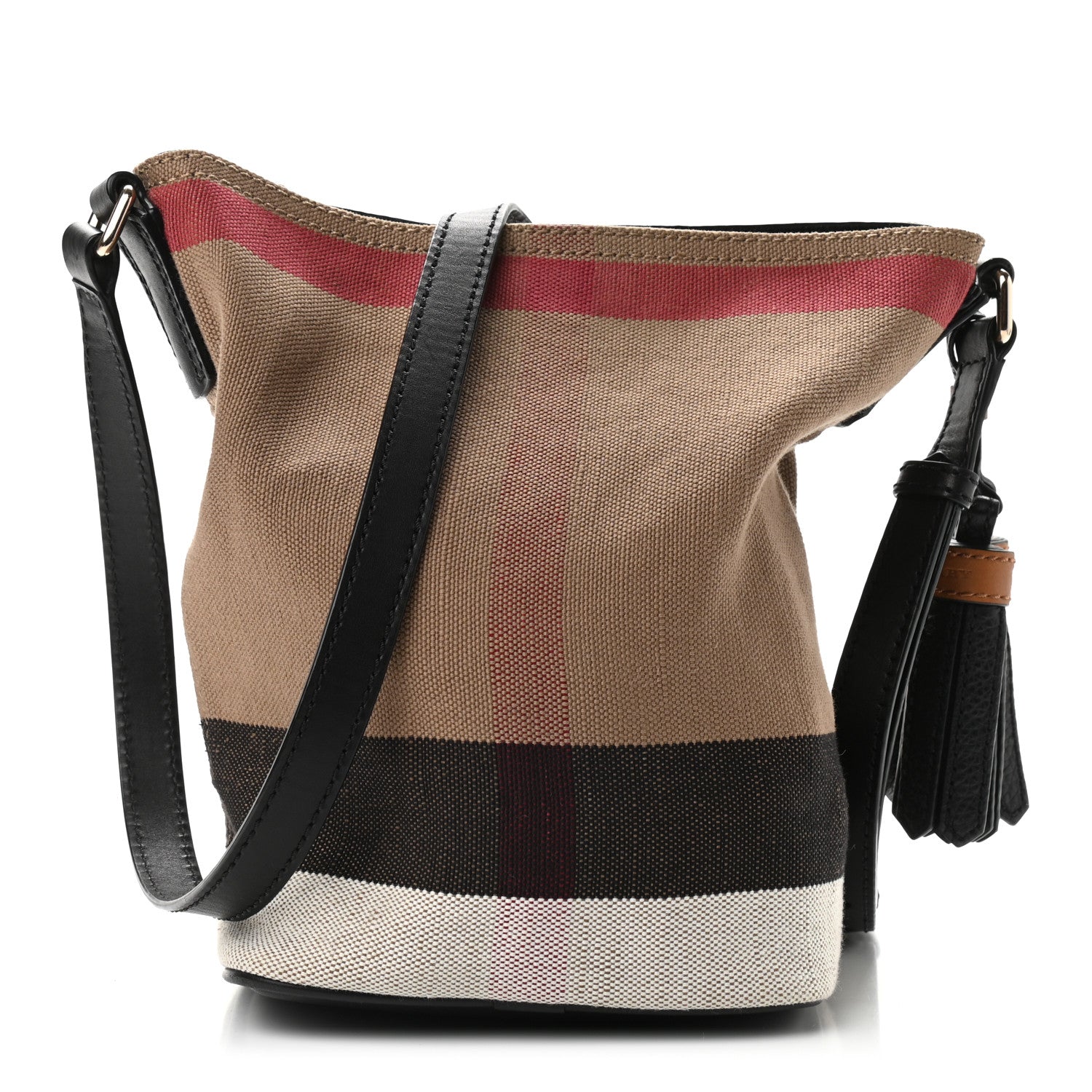 Burberry Canvas Mega Check Mini Ashby Tassel Crossbody Black 4 of 10