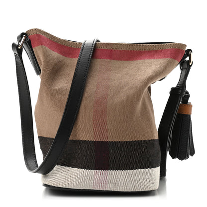 Burberry Canvas Mega Check Mini Ashby Tassel Crossbody Black 4 of 10