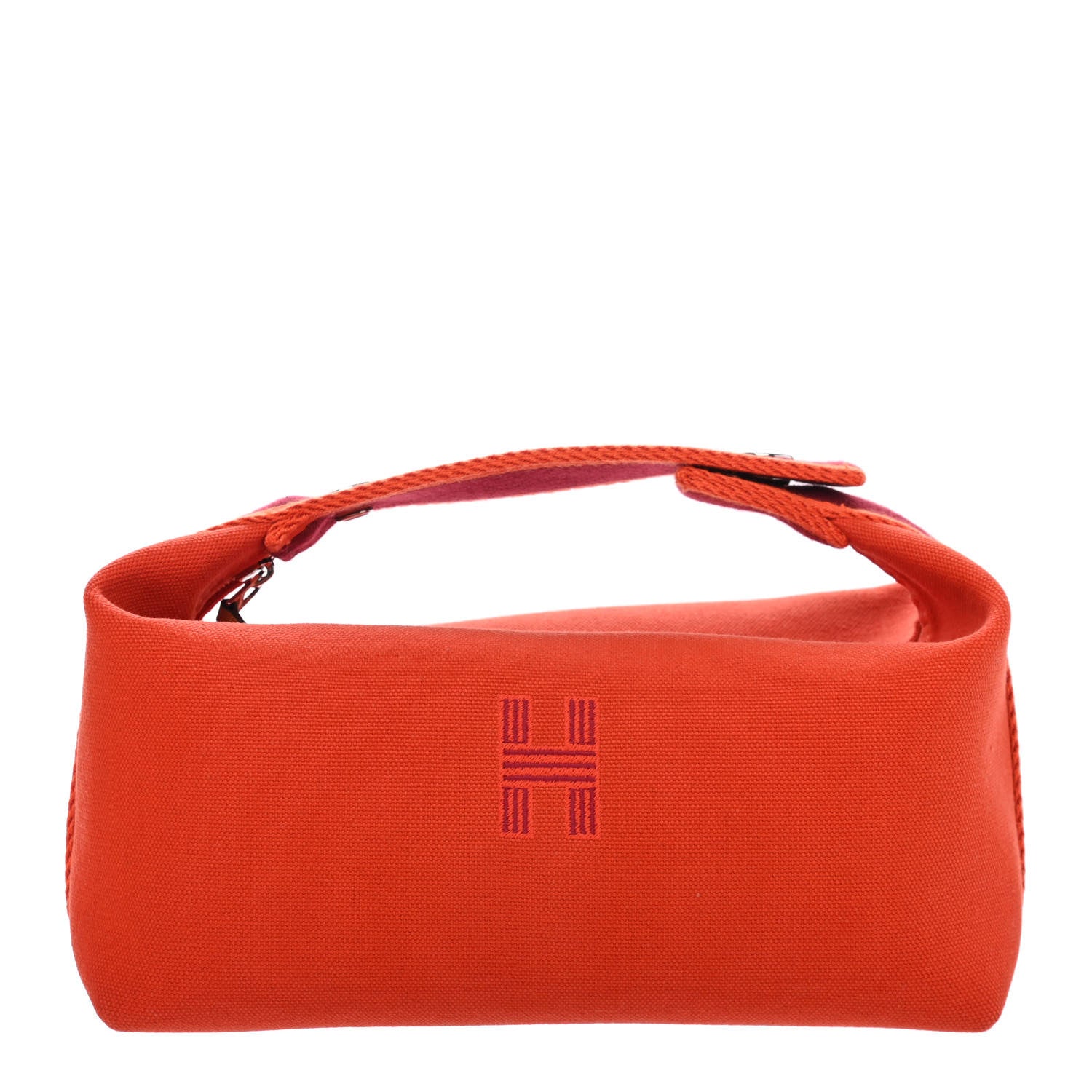 Hermes Canvas Small Bride-A-Brac Pouch Orange Burgundy 1 of 4