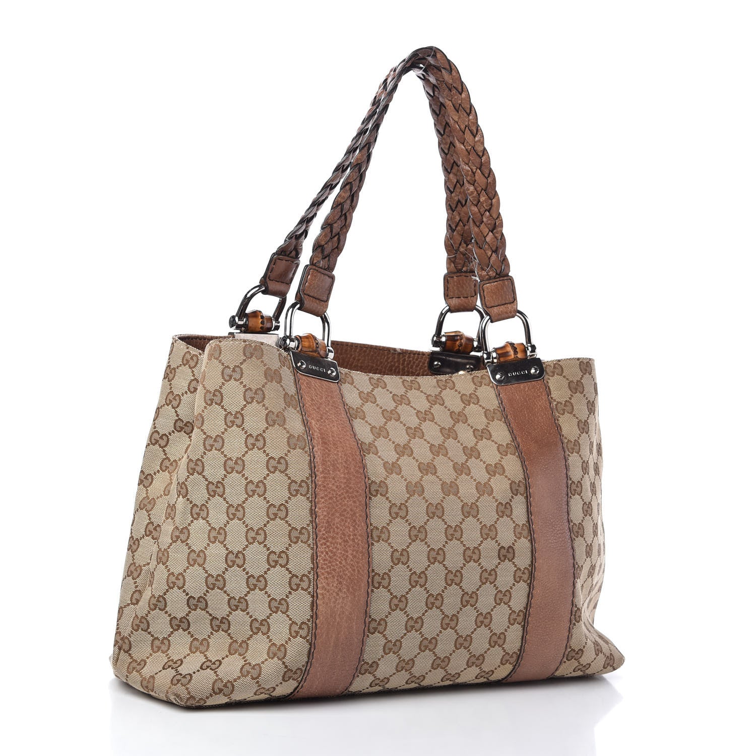 Gucci Monogram Medium Bamboo Bar Tote Brown 3 of 14